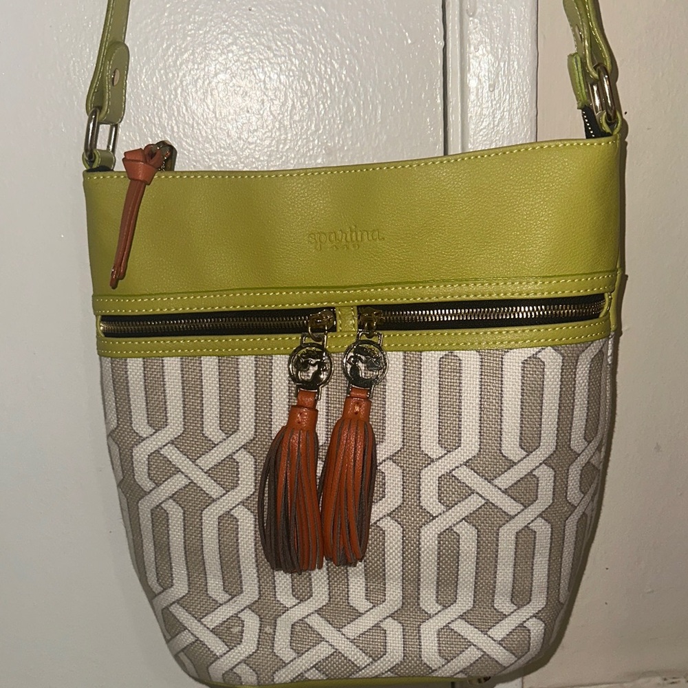 Spartina 449 Lime and Tan Crossbody Bag